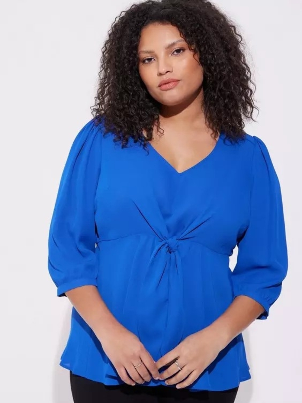 torrid Cobalt Blue V-Neck Tie-Front Blouse